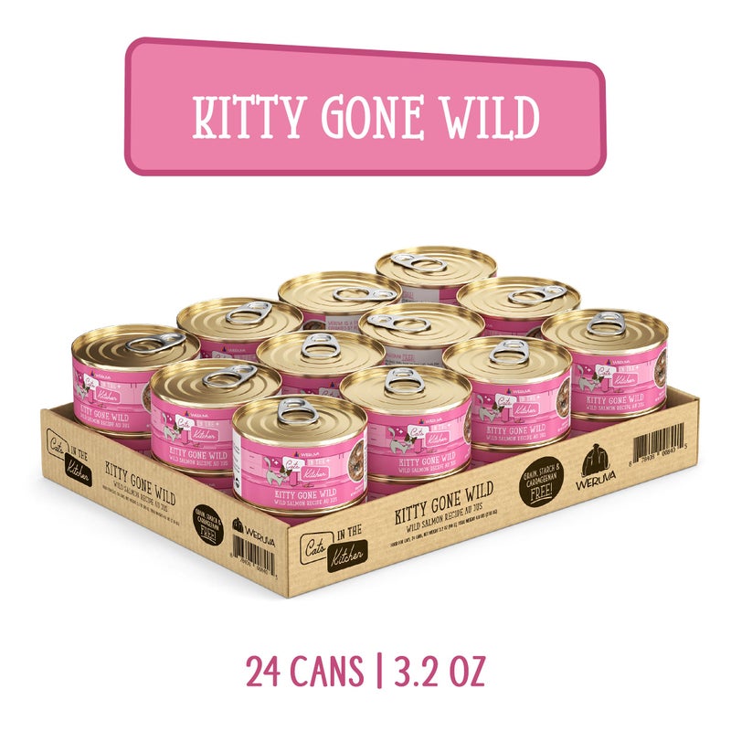 Weruva Cats in The Kitchen, Kitty Gone Wild with Wild Salmon Au Jus Cat Food, 3.2oz Can (Pack of 24) - Image 3